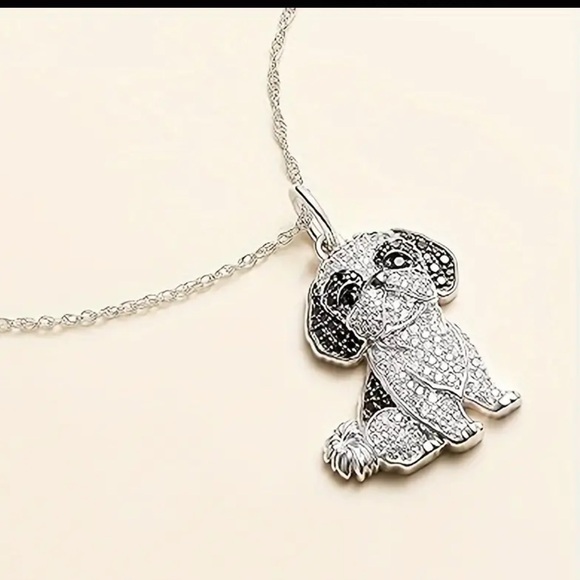 🆕 Cute Shih Tzu Pendant Necklace, Rhinestones Pet Puppy Jewelry Accessories 🐾 - Picture 3 of 6